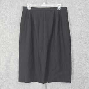 Vintage Skirt Woman Size‎ 16 Black A-Line Cotton Flax Blend Lined Side Zipper